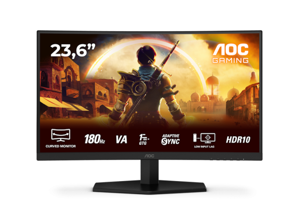 Monitor AOC C24G42E 23.6''VA,zakrivljen1920X1080180Hz4 ms GtGHDMIx2,DPAdaptive SyncVESAcrna