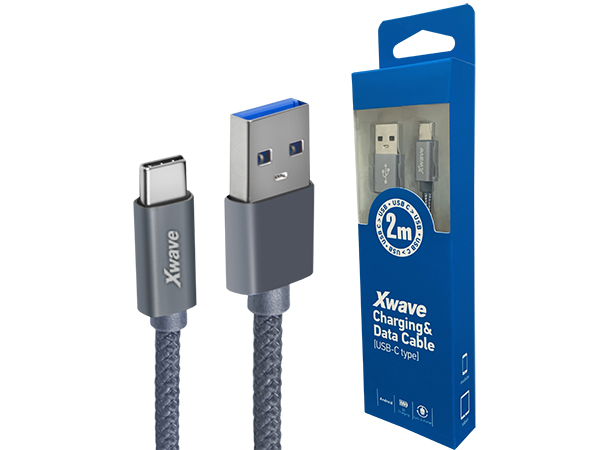 Xwave Kabl USB 3.1 na TIP-C 3.1 muško-muški 2M 3A,AI,upleteni,tamno sivi