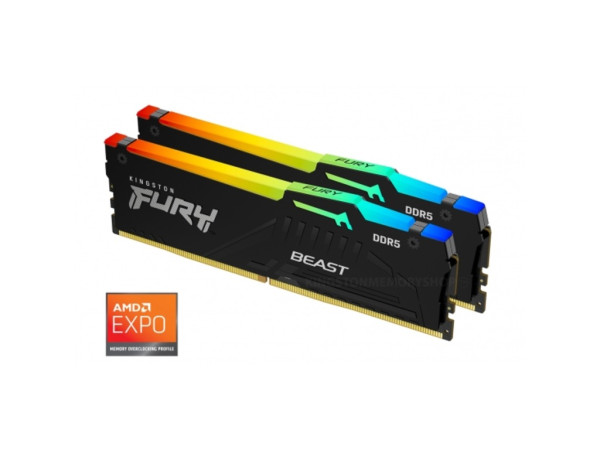 Memorija KINGSTON 32GB(2x16GB)DIMMDDR55600MHzCL36FURY Beast RGB EXPO