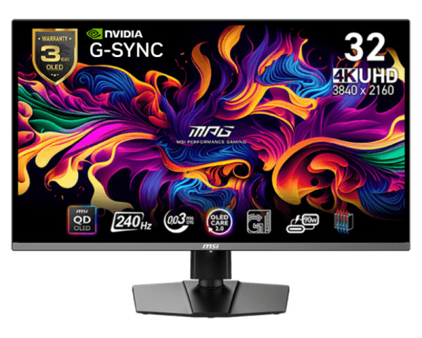 MSI 32 inča MPG 321URX QD-OLED, 4K UHD 3840x2160 QD OLED 240Hz Tip-C 90W G-Sync gaming monitor (MON03335)