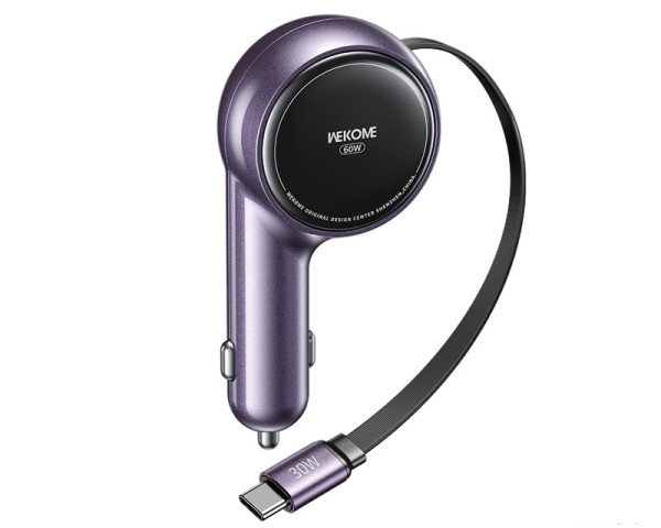 WEKOME WP-C50 Punjač za Auto sa flat Kablom na uvlčenje 3.1 tip C 60W, ljubicasti (GPS01117)