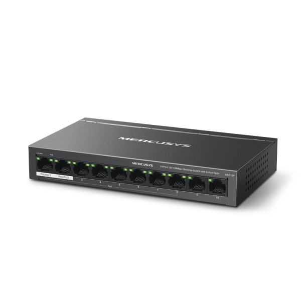 MERCUSYS MS110P(UN) 0-Port 10100Mbps Desktop Switch with 8-Port PoE+ (LAN04866)