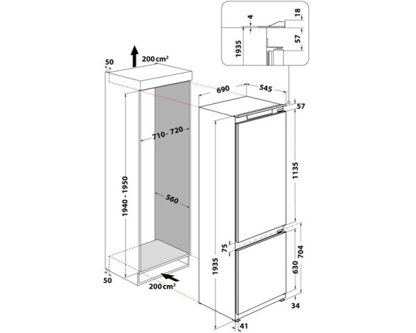 WHIRLPOOL SP40 812 EU 2  ugradni kombinovani frižider (ELE02891)