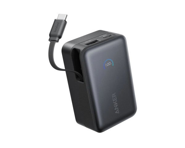 ANKER Nano 10000mAh, 45W, sa ugrađenim USB-C kablom na izvlačenje, Power Bank crni (MOB03210)