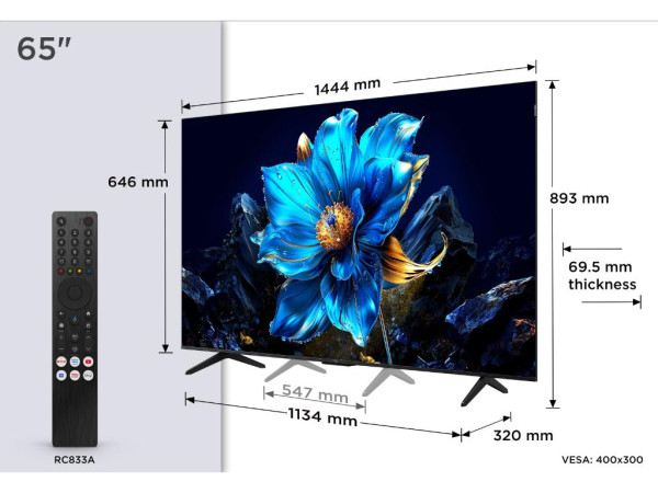 Televizor TCL 65P7KQLED65''4K UHD60HzGoogle TVcrna