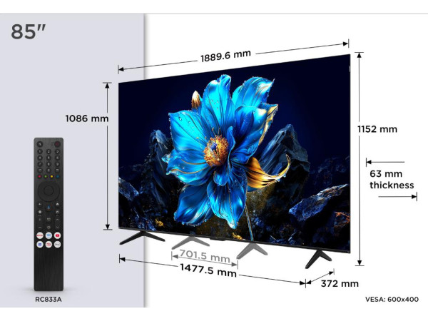 Televizor TCL 85P7KQLED85''4K UHD60HzGoogle TVcrna