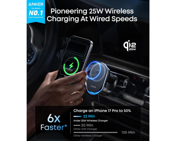 ANKER Prime 25W MagGo bežični auto punjač, crni (MOB03343)