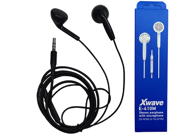 Xwave E-410M black slušalice za mobilni sa mikro/stereo/3.5mm/kabl 1.3 m/kontrola