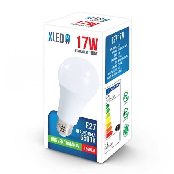 XLED E27 17W 6500K LED Sijalica,1360Lm,220V,Hladno Bela