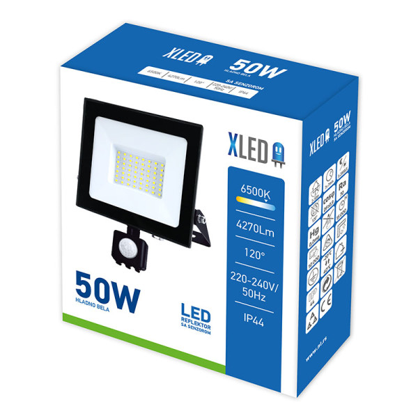 XLED 50W LED reflektor sa PIR senzorom,ventil,6500K,4270Lm,AC220-240V M.No12002760-1-b