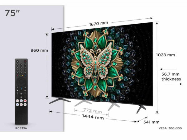 Televizor TCL 75C6KMiniLED-QLED75''4K UHD144HzGoogle TVcrna