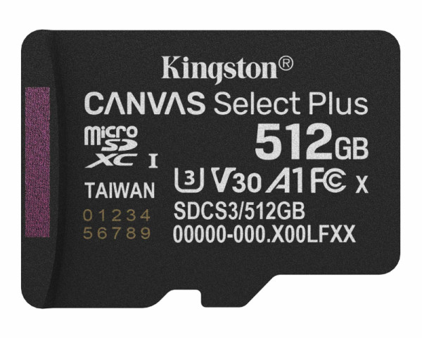 KINGSTON Memorijska kartica U3 V30 SDXC 512GB Canvas Select Plus G3 150R SDCS3512GBSP (KAR00769)