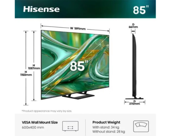 HISENSE 85 inča 85E8S ULED Mini LED 4K UHD Smart TV (TVZ03006)