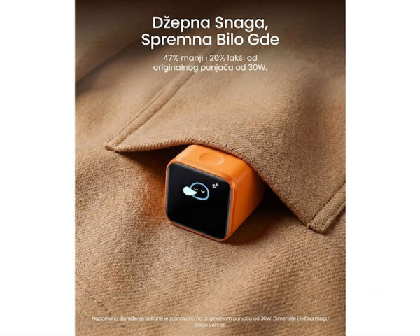ANKER Nano 45W putni zidni punjač sa ekranom, USB-C port, narandžasti (MOB03461)