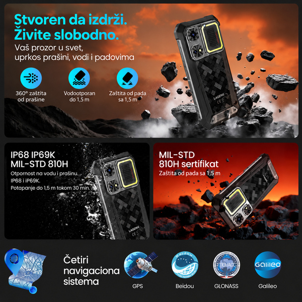 Lagenio Rhino1 Pro 4G/Octa-Core/6.9'' HD+/120Hz/8GB+256GB/64MP/8MP/12000mAh/eSIM/Android16