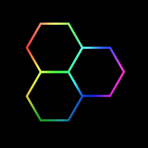 Hexagon LED tube 3 heads RGB 12V 410mm 15pcs