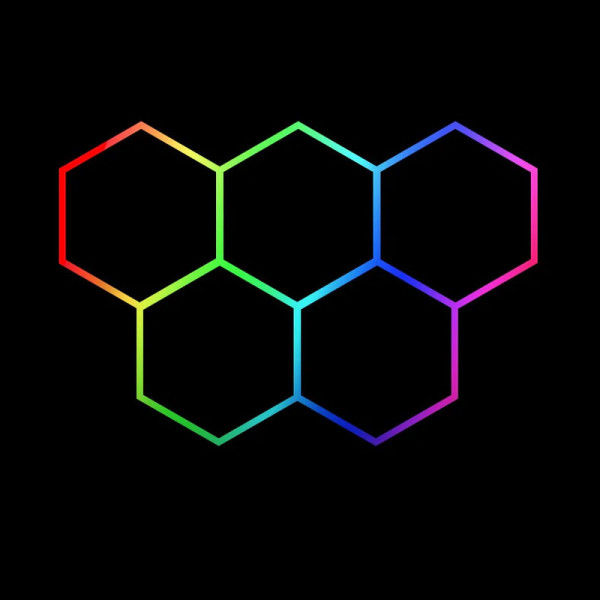 Hexagon LED tube 5 heads RGB 12V 410mm 23pcs