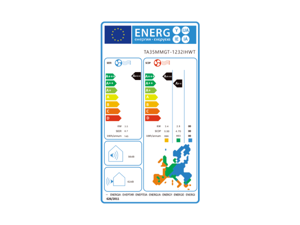 Klima TESLA TA35MMGT-1232IHWT inverterA+++A++R3212000BTUgrejac spoljne jedinice-25wi-ficrna